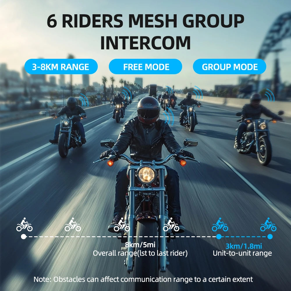 JimiLife Motorcycle Helmet With Bluetooth Earphones And 2 Kilometer Intercom