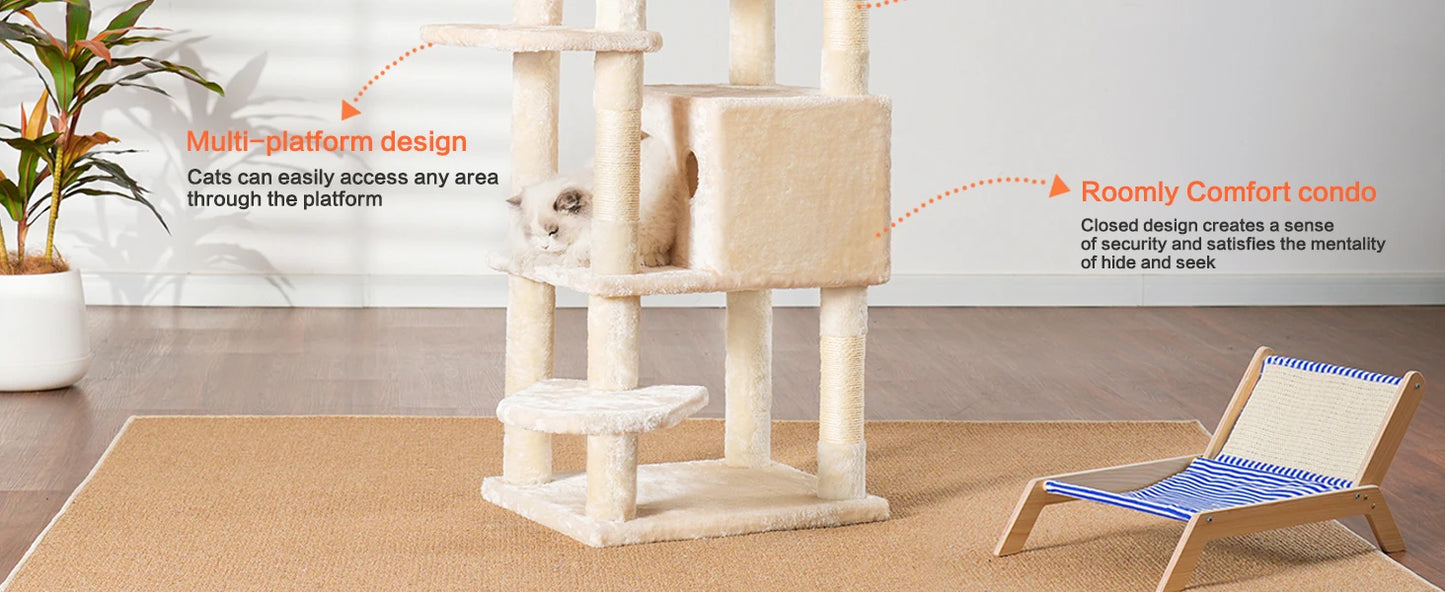 NONECN Cat Tree Heavy Duty Multi Level Plush Condo