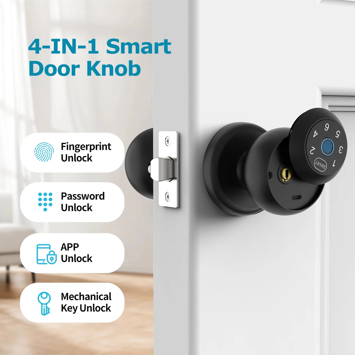 Viladepot Smart Lock Fingerprint Door Lock Type C App Control