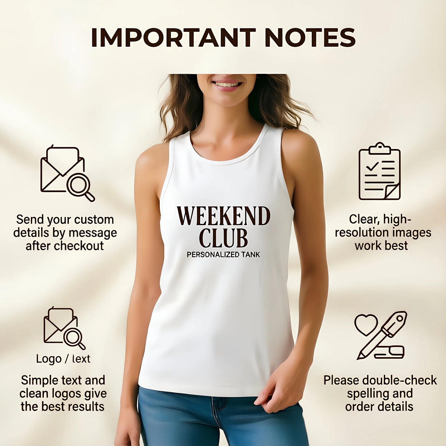 Personalized Women's Tank Top Custom Photo Logo Sleeveless Tee