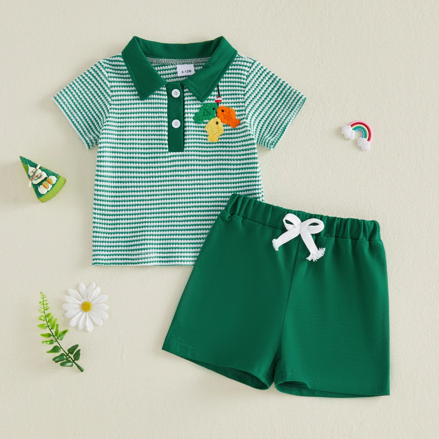 Dinosaur Print 2-Piece Toddler Summer Outfit Set Unisex