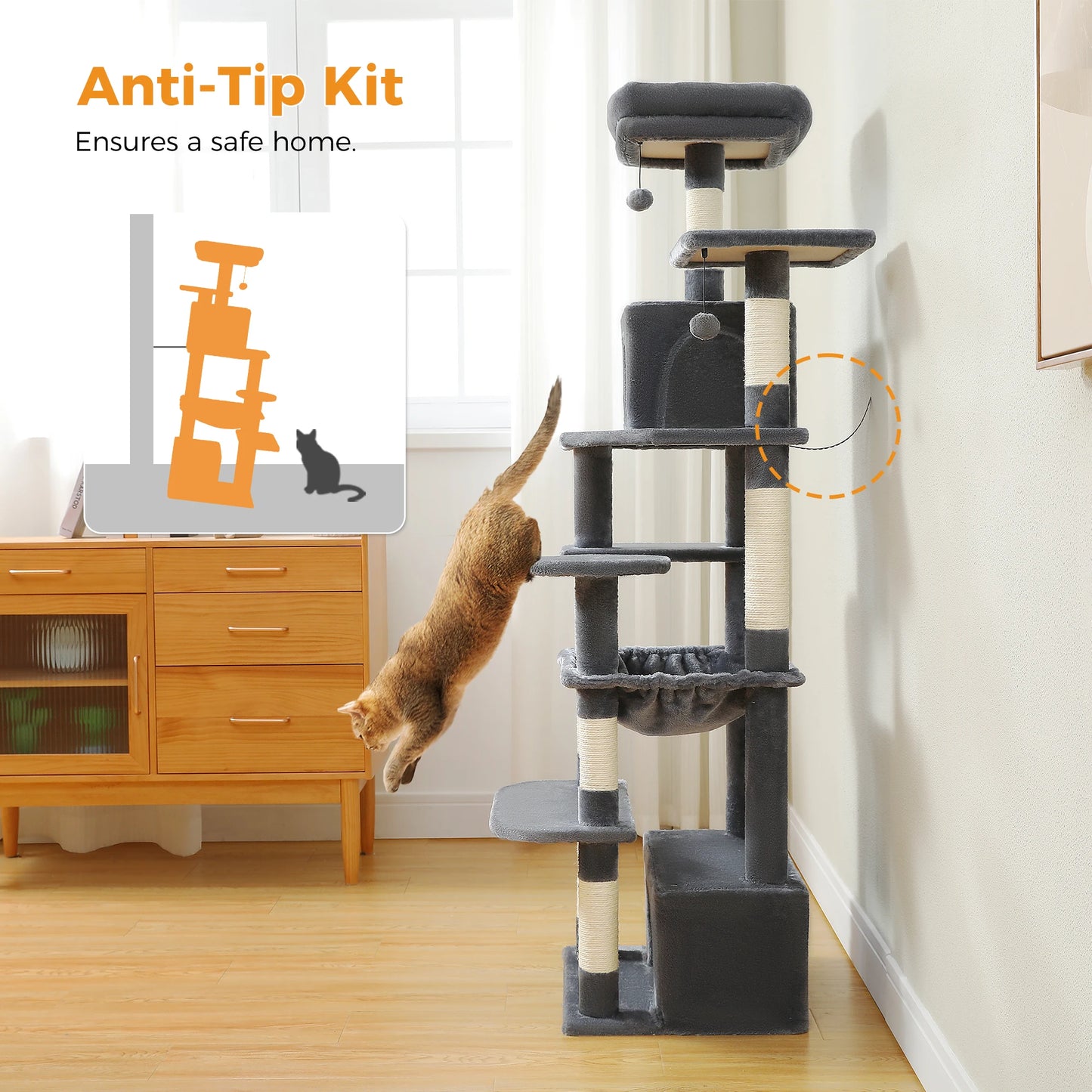 PAWZ Road Cat Tree Tower With Sisal Scratching Posts Hammock