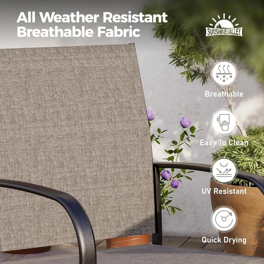 Patio Dining Set For Four 37 Inch Square Table Umbrella Hole Brown Bamboo Chairs