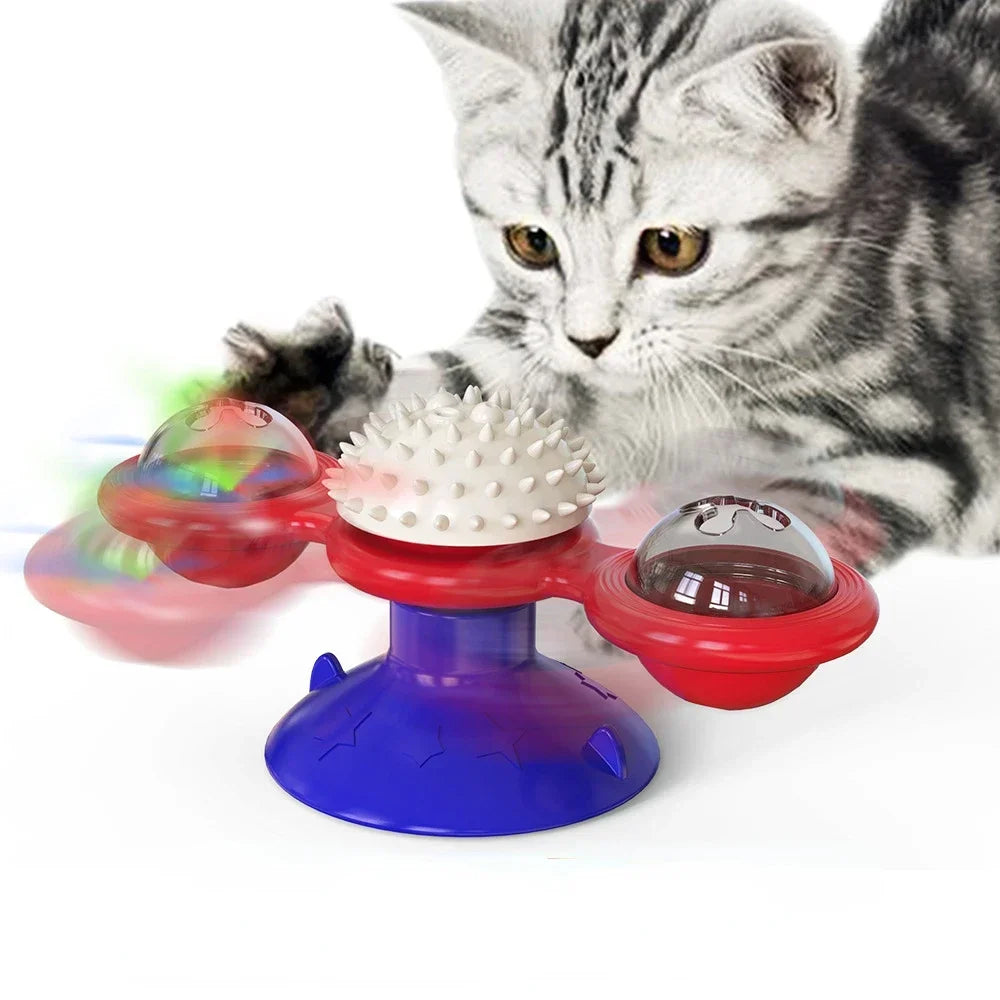 Windmill Cat Toy Interactive Puzzle Whirligig Turntable for Cats