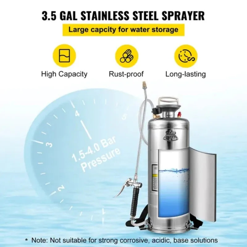 VEVOR Stainless Steel Sprayer Hand Pump With Gauge And Wand