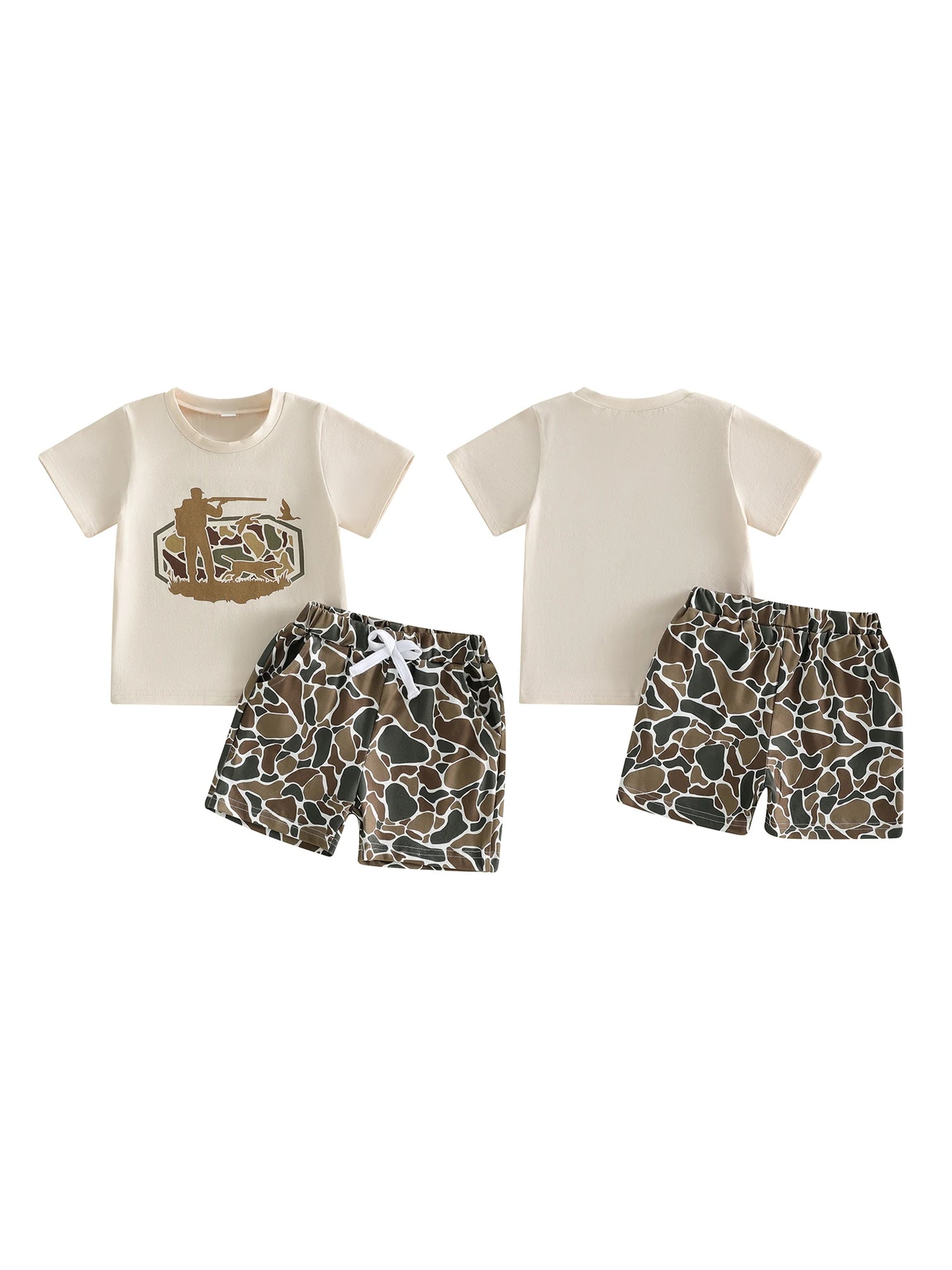 Baby Summer Outfit Set Short Sleeve Tee and Camo Shorts