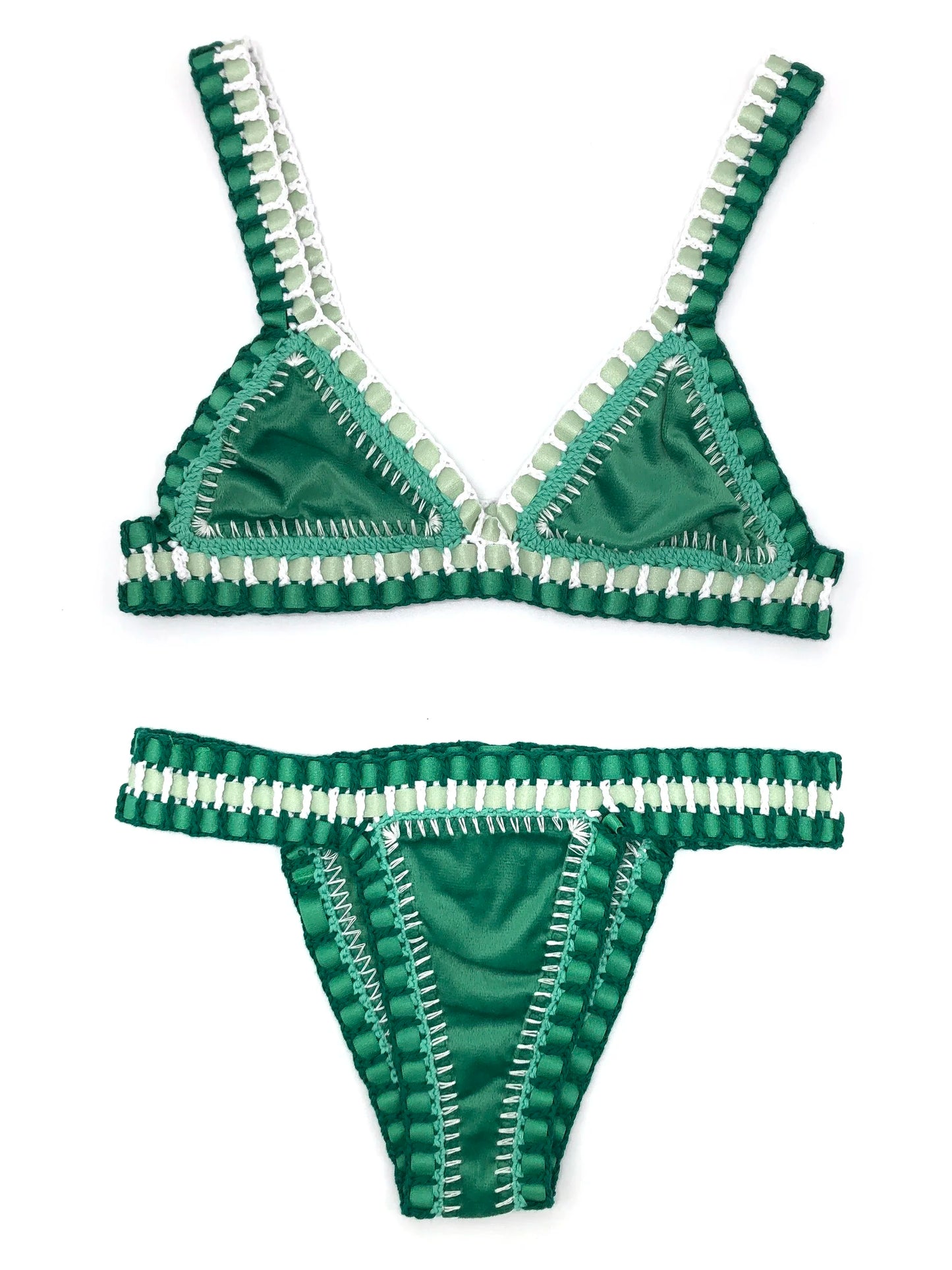 NONECN Crochet Two-Piece Bikini Set For Women Swimwear