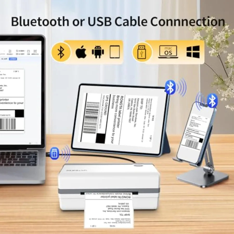 Bluetooth Thermal Shipping Label Printer 4x6 for Android iPhone