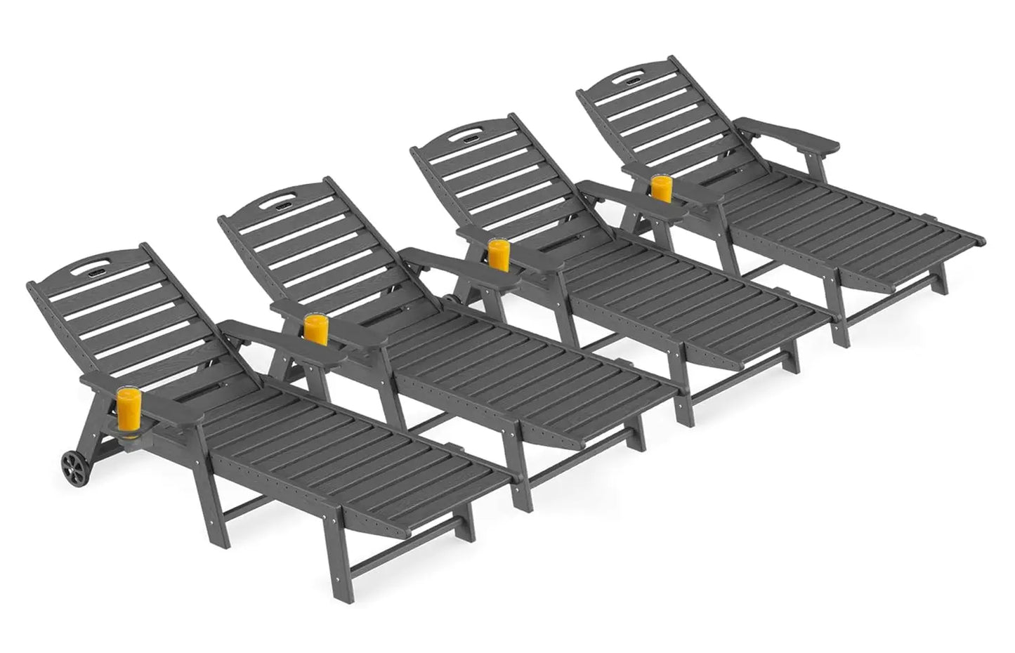 Outdoor Lounge Chairs Set Of 4 All Weather HDPE Wheels