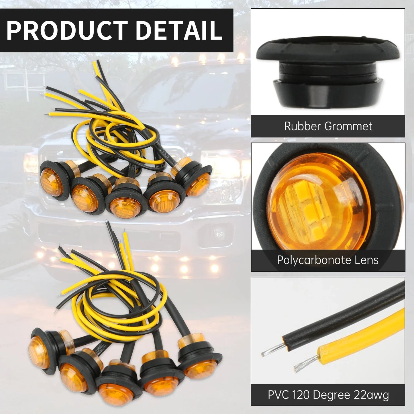 12V Round Trailer Side Marker Lights For Truck Trailer Boat