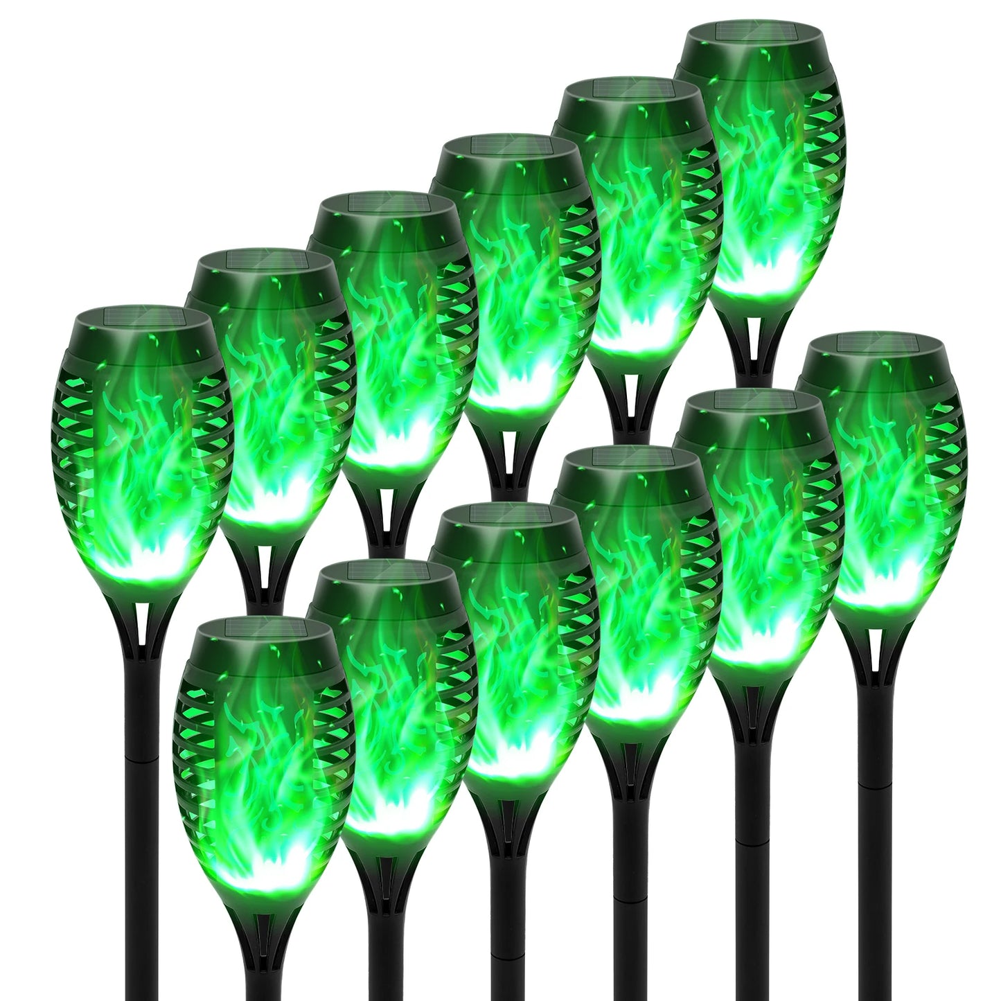 Solar Flame Torch Lights LED Flickering Outdoor Lawn Path Decoration