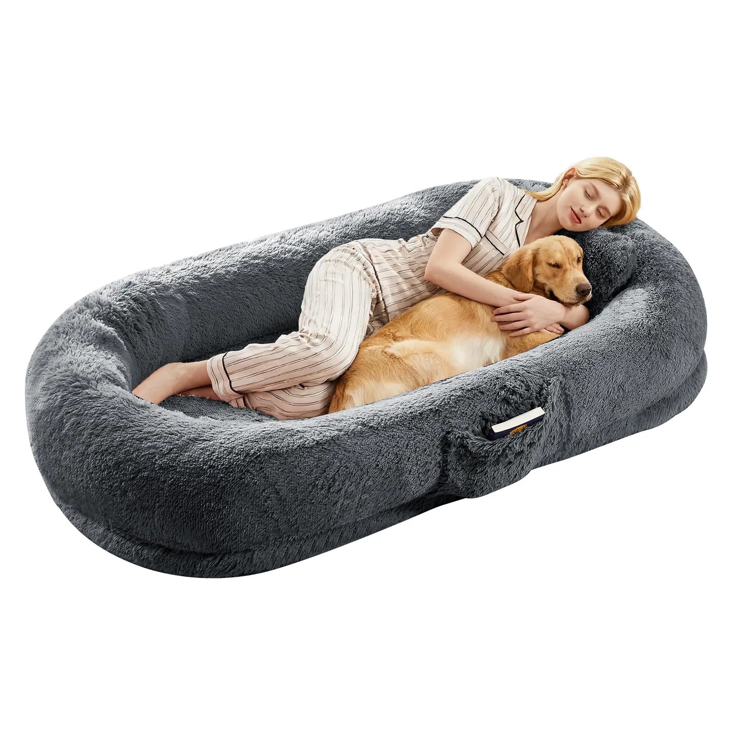 HiMISSCN Human Dog Bed Memory Foam Orthopedic Faux Fur Pillow