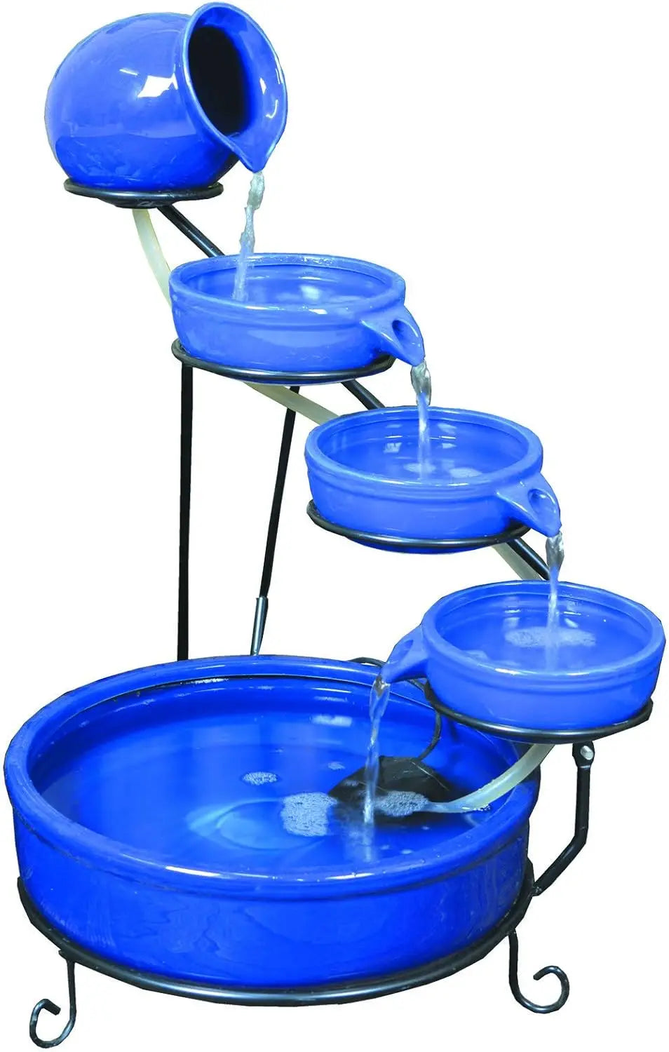 Cascade Ceramic Solar Water Fountain With Panel Pump Iron Frame