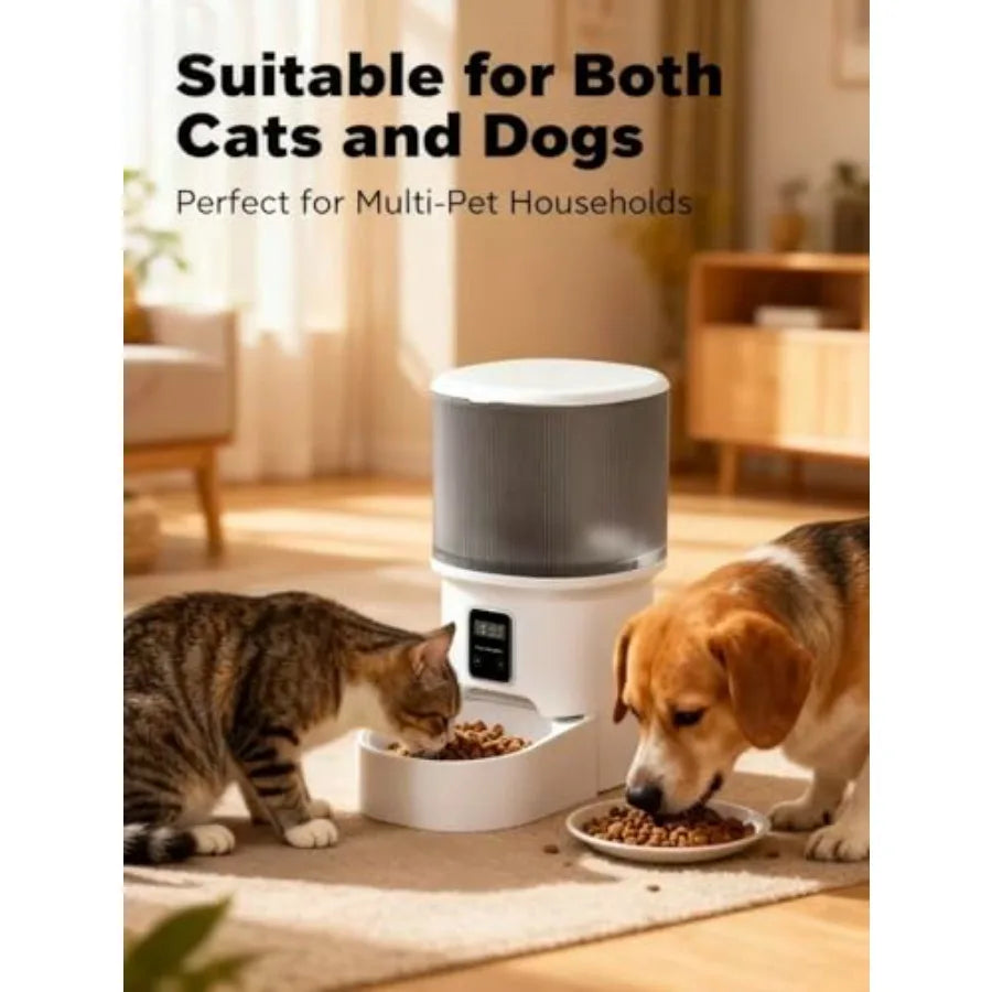 Pet Automatic Feeder 50g To 500g Portion Control LCD Anti Jam Plastic Plug In