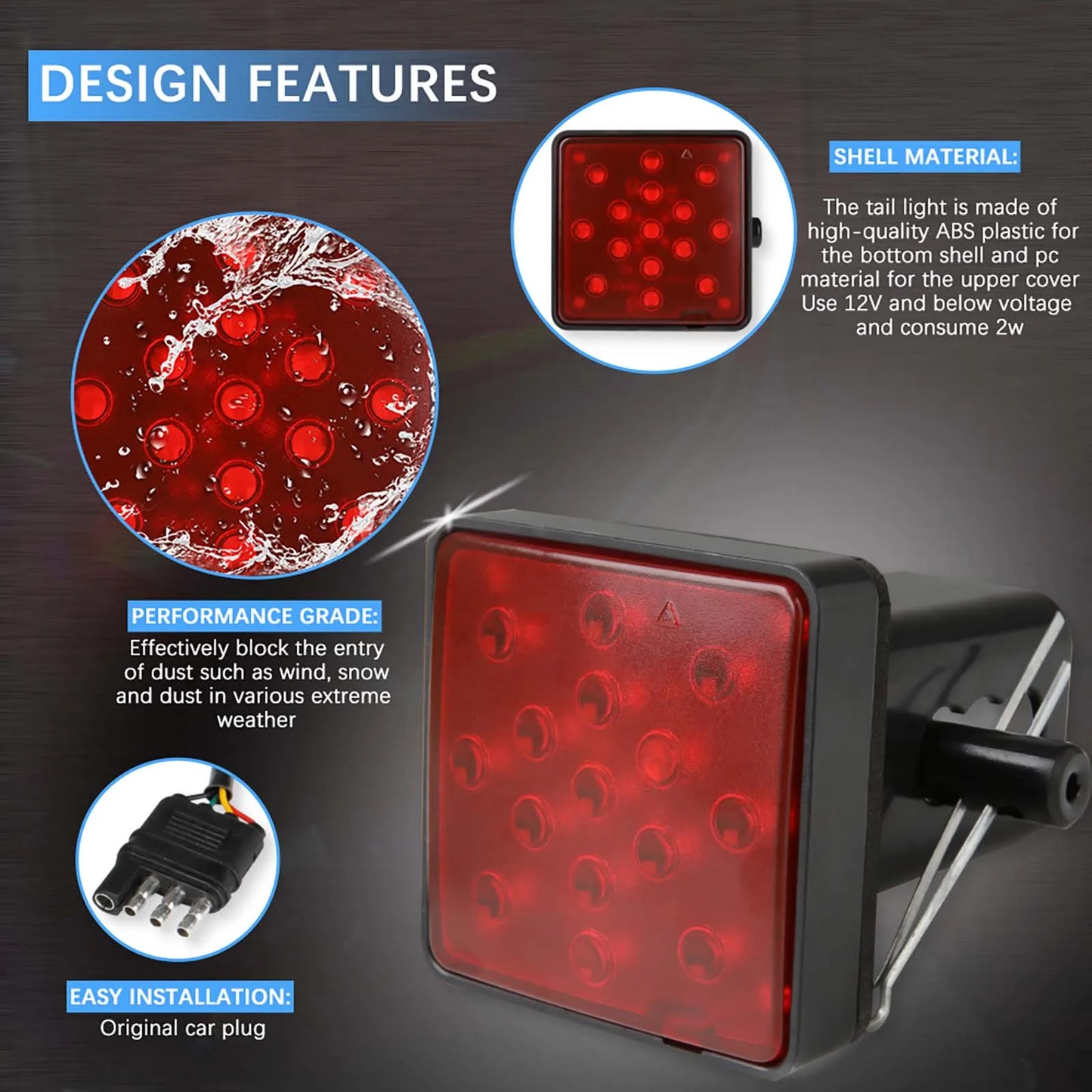 12 LED Brake Light Trailer Hitch Receiver Cover