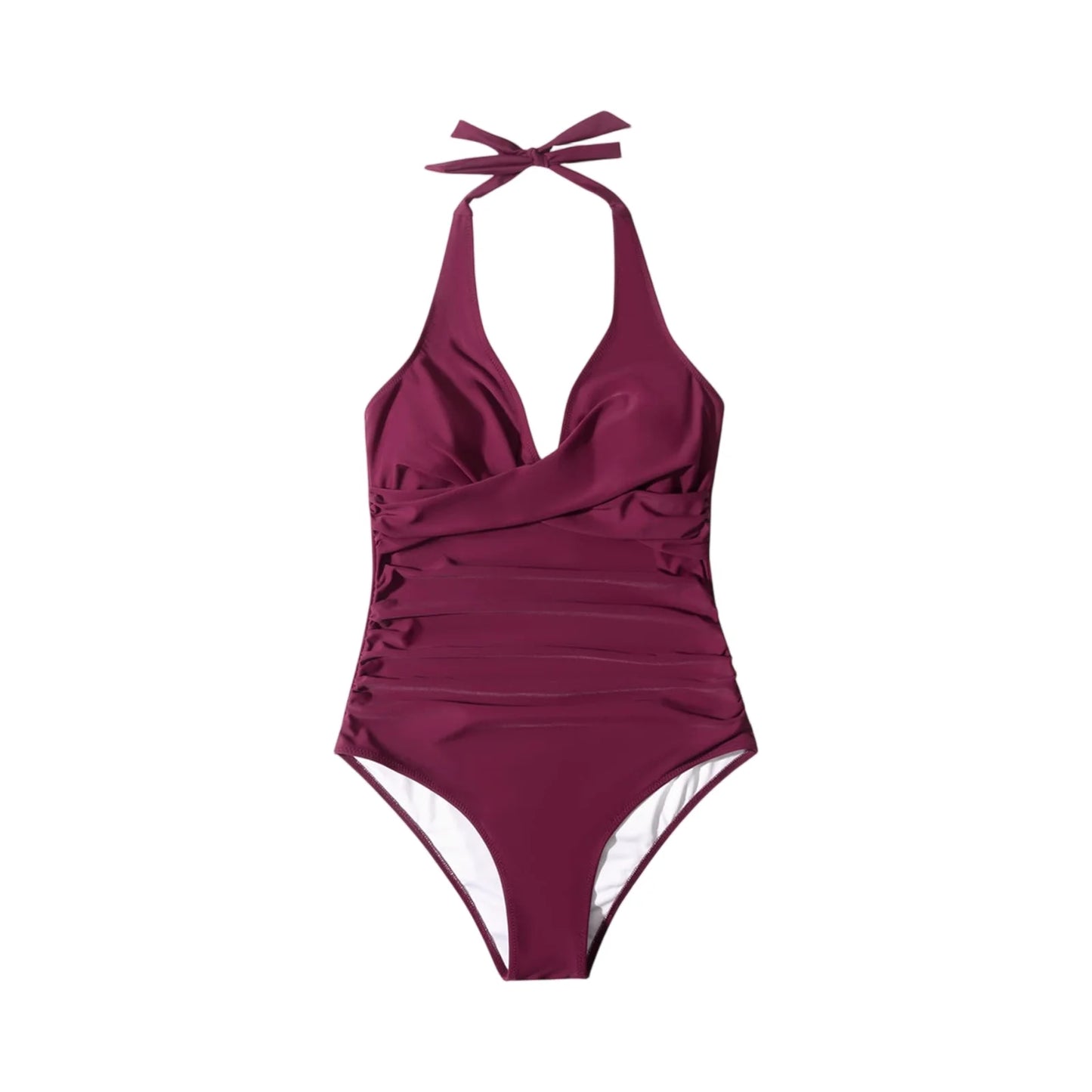 NONECN Tummy Control Cross Front Striped One Piece Swimsuit