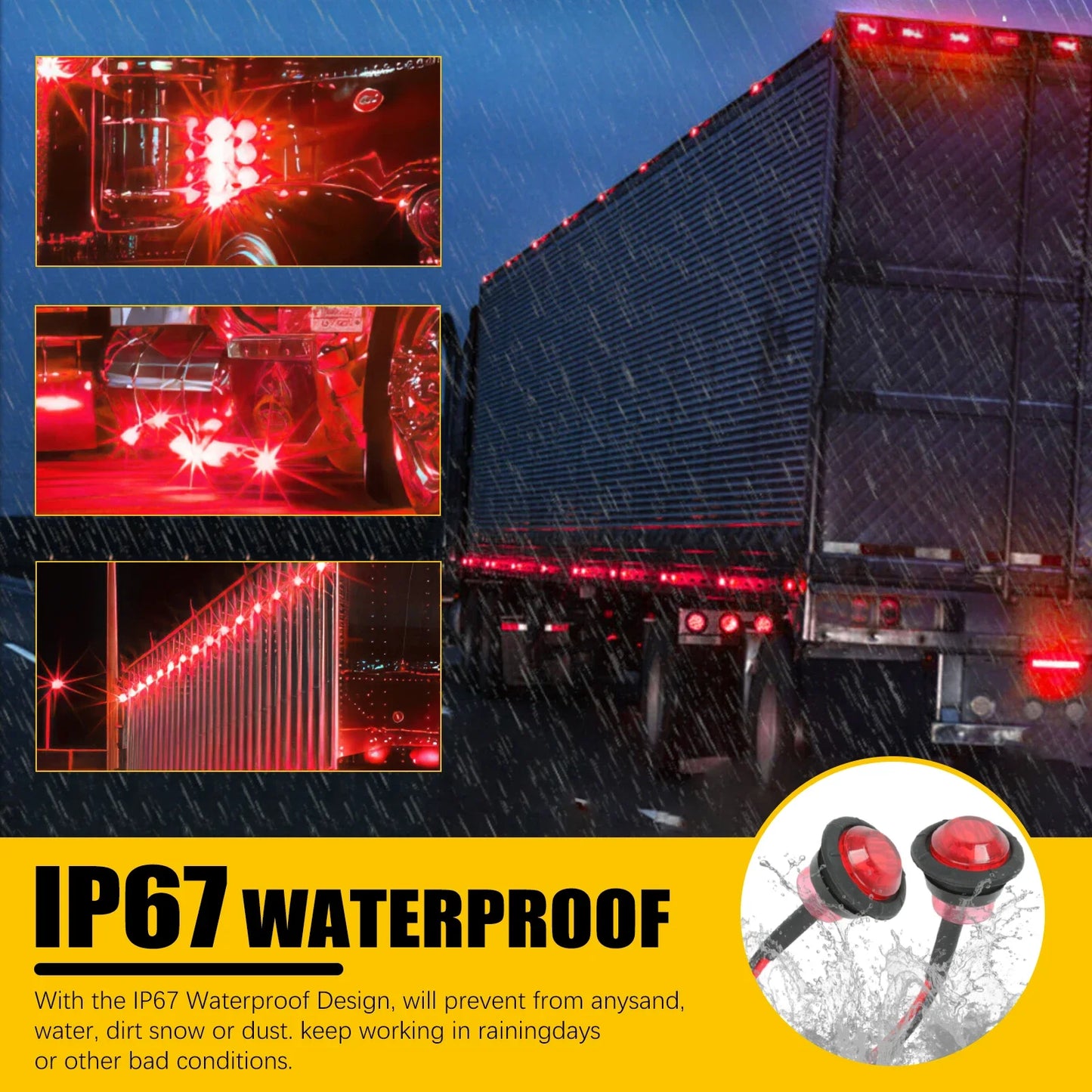 12V Round Trailer Side Marker Lights For Truck Trailer Boat