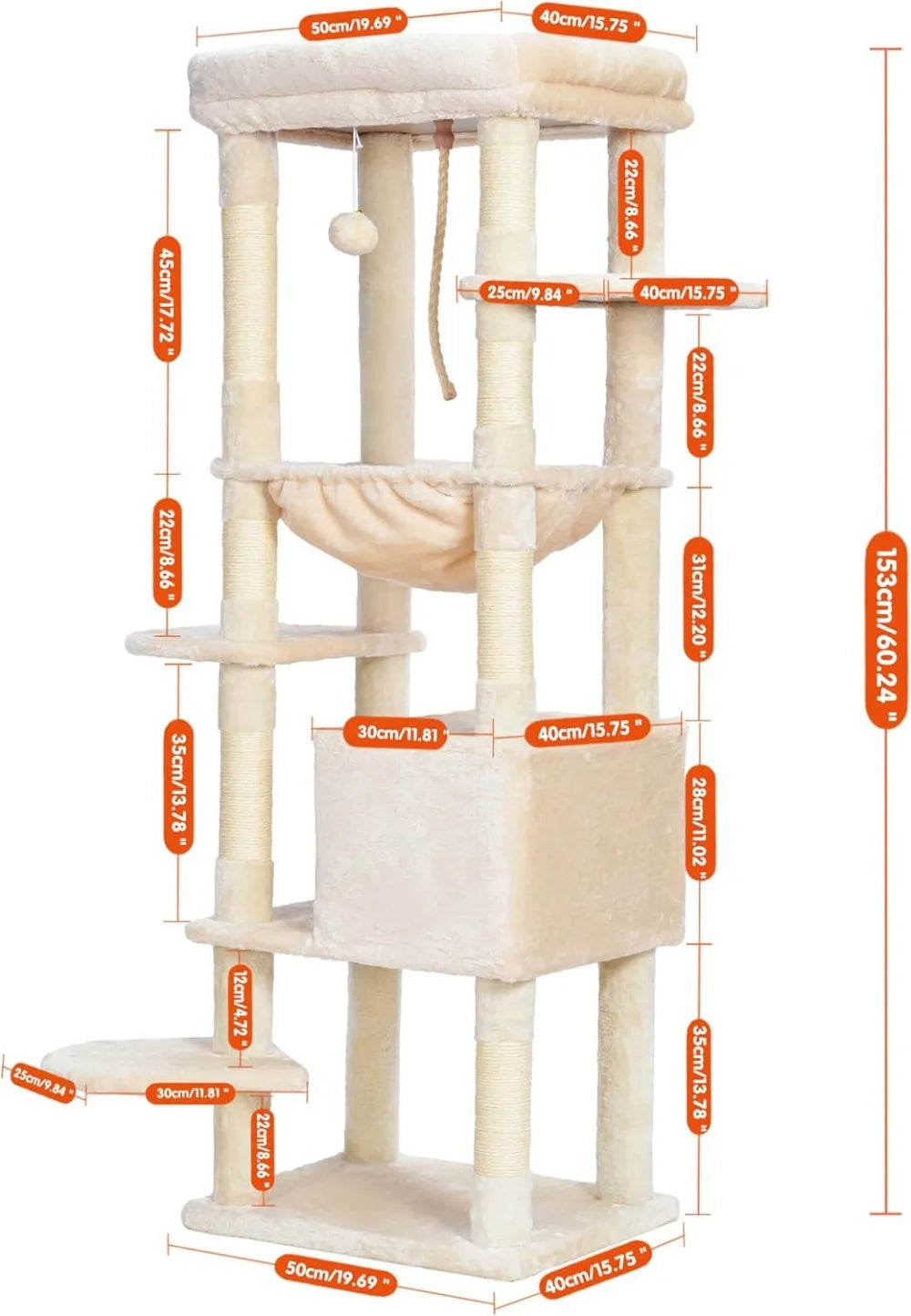 NONECN Cat Tree Heavy Duty Multi Level Plush Condo