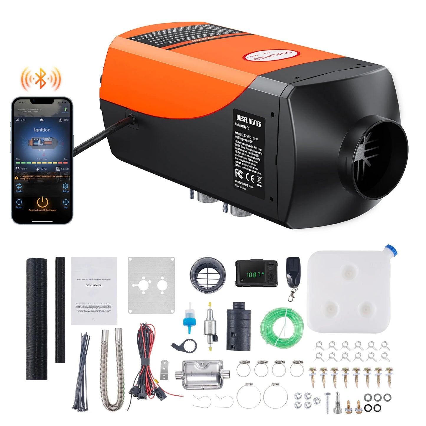 SucceBuy 8KW Diesel Air Heater Bluetooth LCD Display Portable