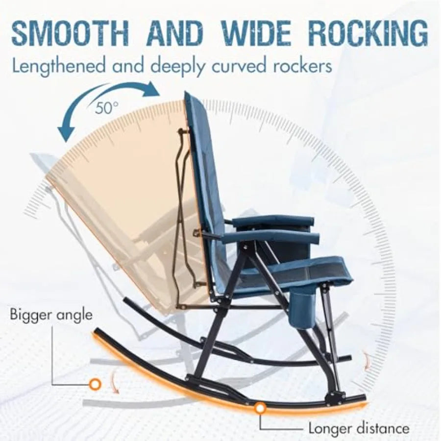Folding Rocking Camping Chair Portable Outdoor Rocker With High Back