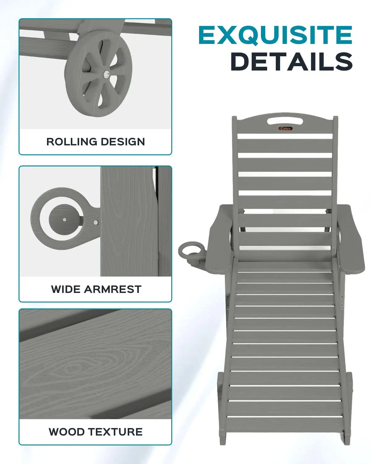 Outdoor Lounge Chairs Set Of 4 All Weather HDPE Wheels