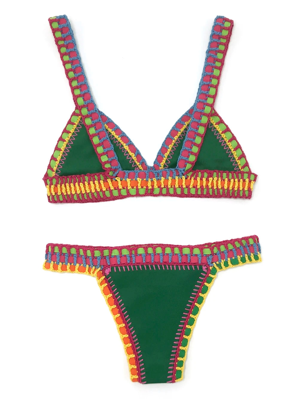 NONECN Crochet Two-Piece Bikini Set For Women Swimwear