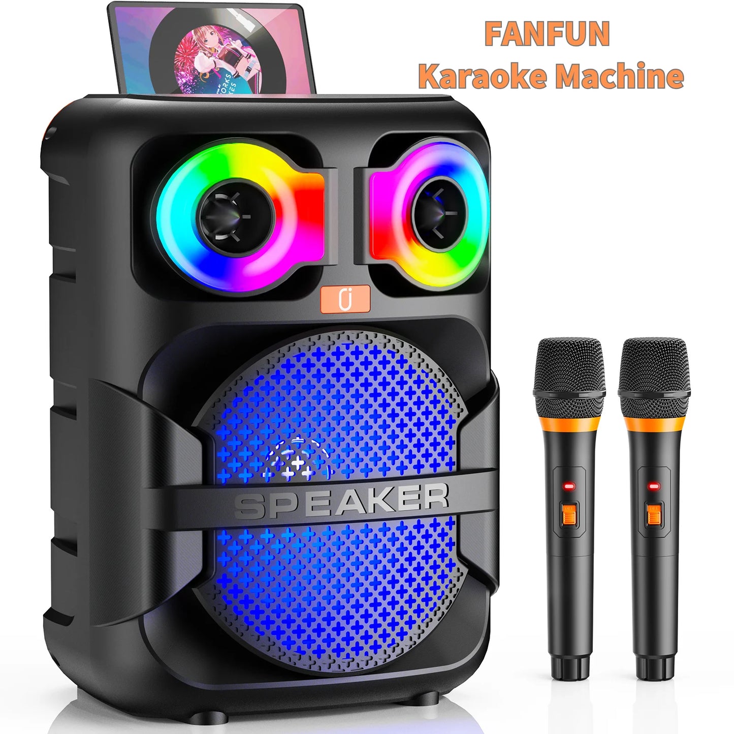 FanFun T28T Karaoke Speaker With 2 Microphones LED Light Bluetooth