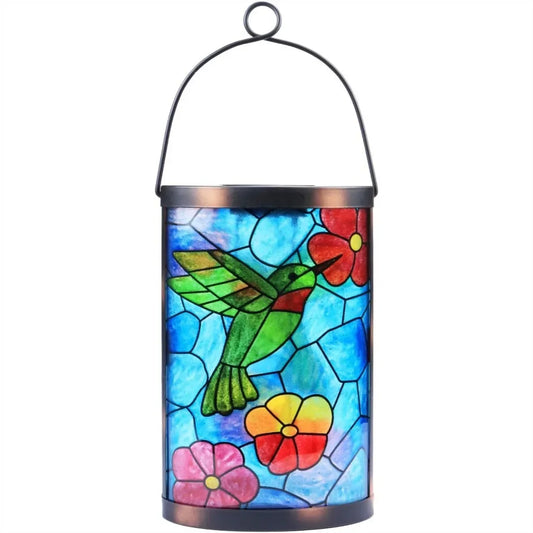Hanging Solar Lantern Outdoor LED Hummingbird Lights Patio Garden