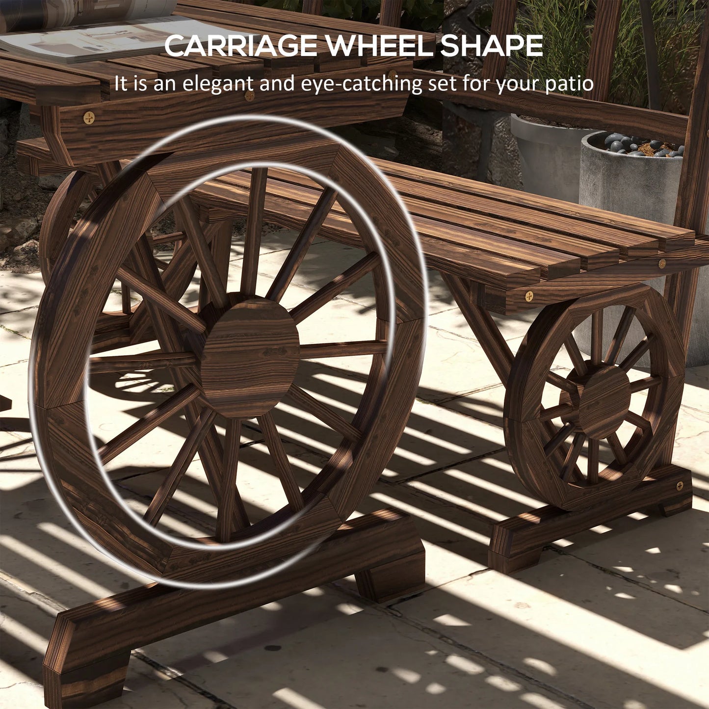 Outsunny Patio Dining Set For 4 With Wagon Wheel Design