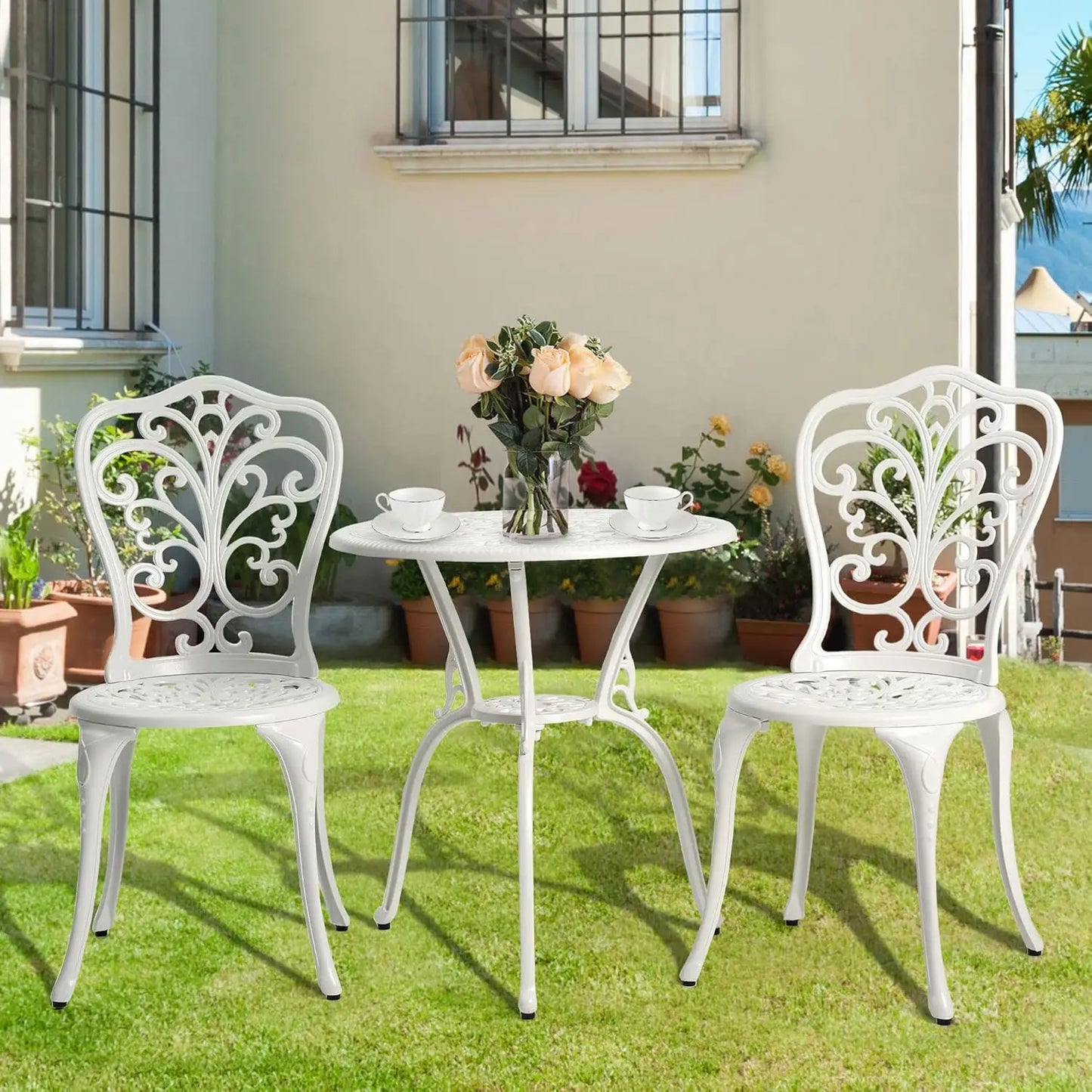 Bistro Table And Chairs Set Outdoor Patio Cast Aluminum
