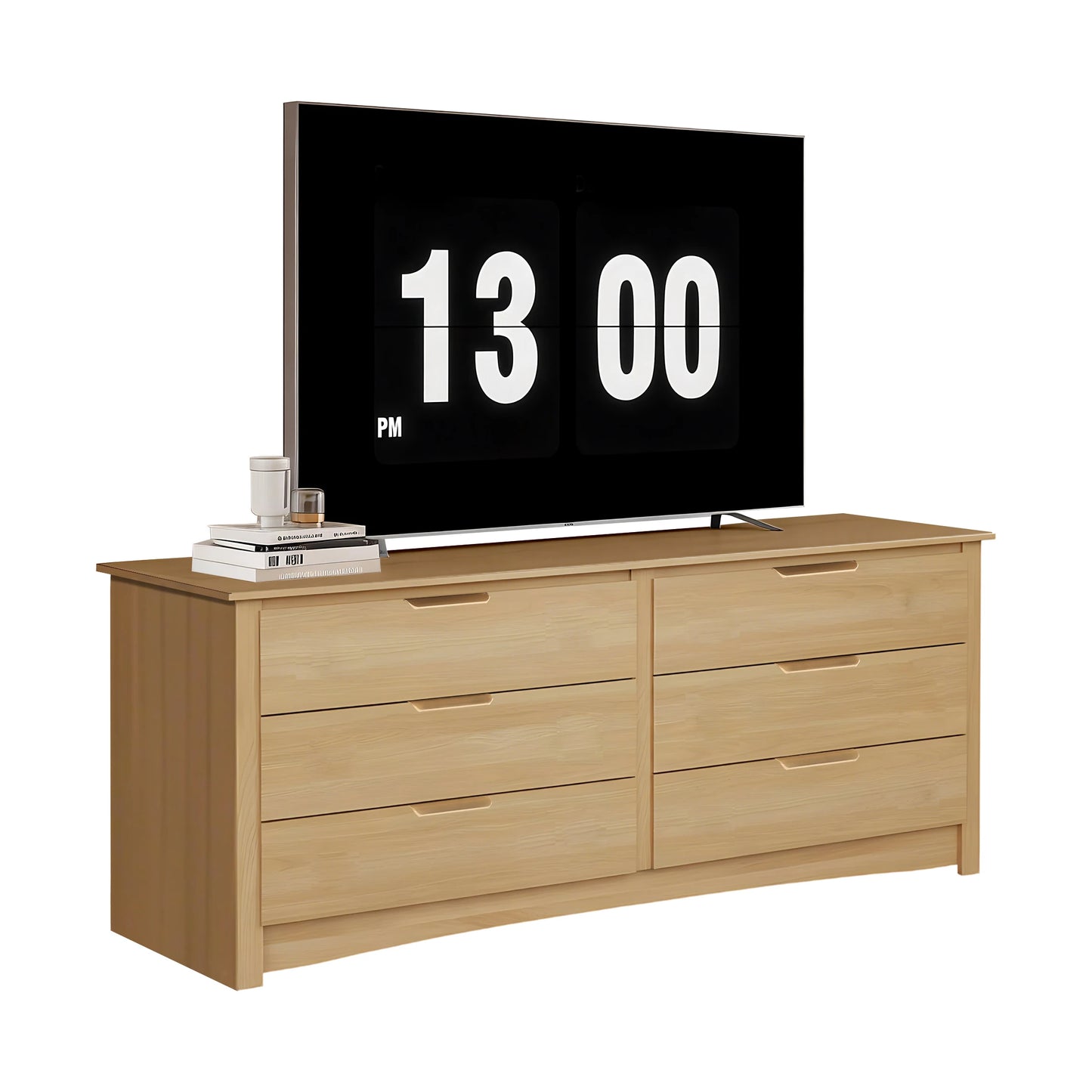 JHK 6 Drawer Wood Dresser Cabinet For Living Room Minimalist Modern
