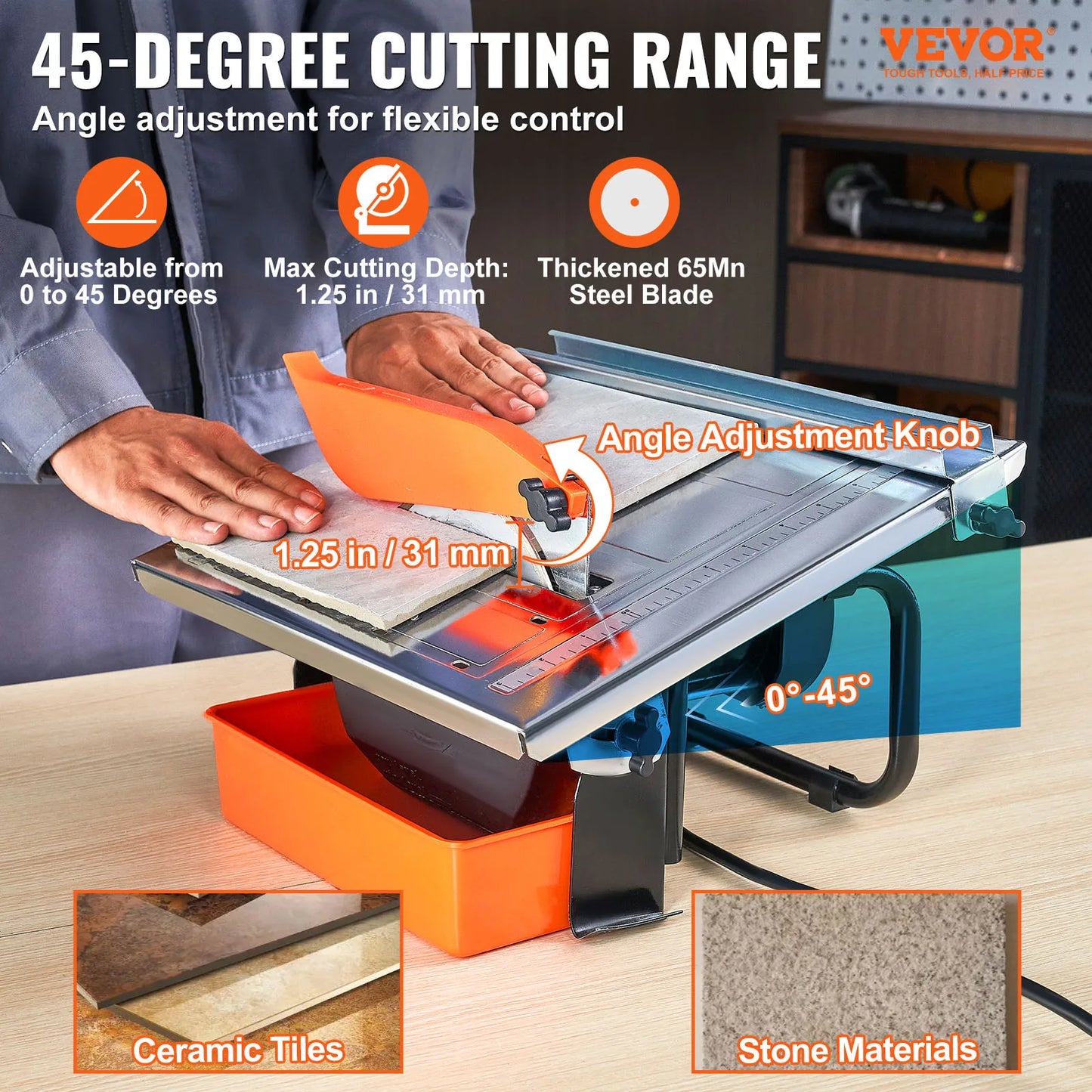 SucceBuy Wet Tile Saw with 65Mn Steel Blade Induction Motor