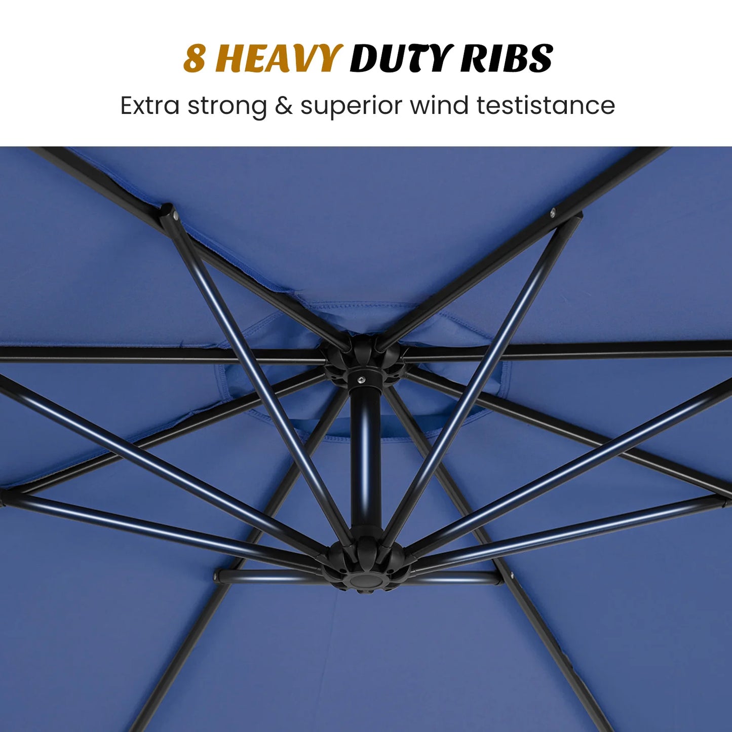 JHK Outdoor Cantilever Patio Umbrella With Easy Tilt UV Protection