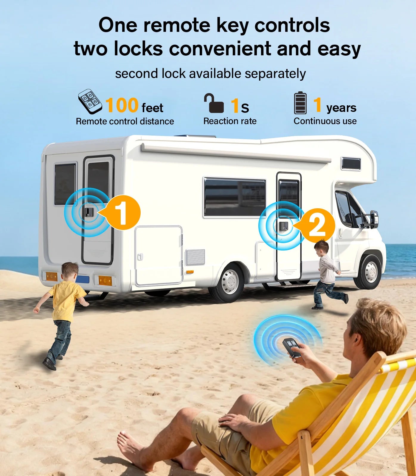 Smart RV Door Lock Keyless Entry Weatherproof Fingerprint Remote Keypad
