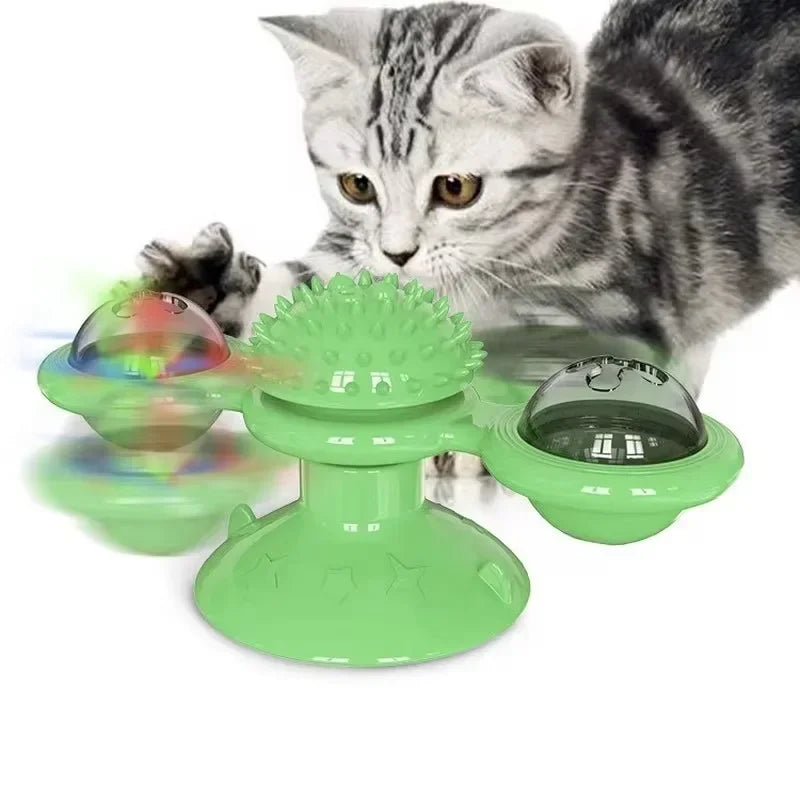 Windmill Cat Toy Interactive Puzzle Whirligig Turntable for Cats