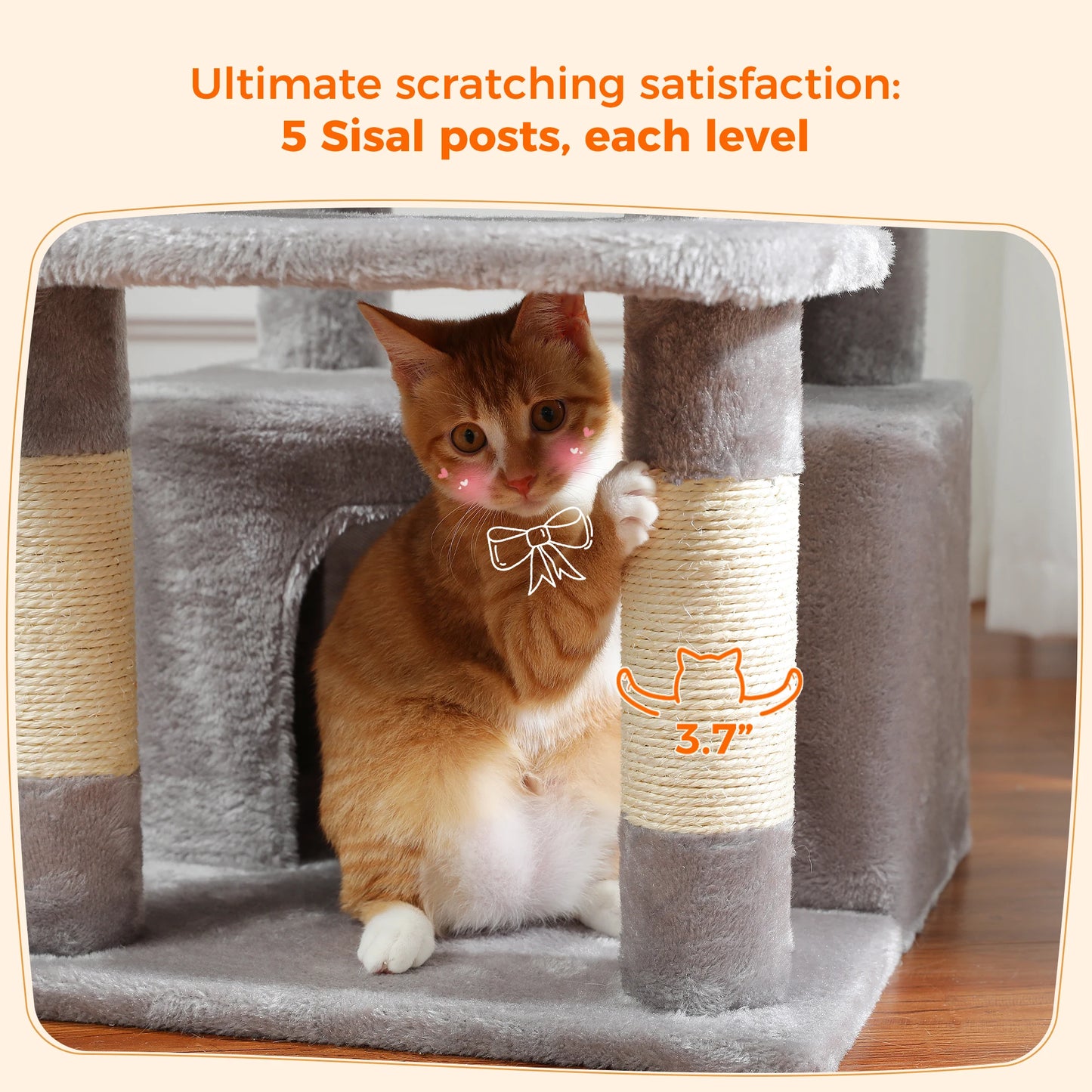 PAWZ Road Cat Tree Tower With Sisal Scratching Posts Hammock