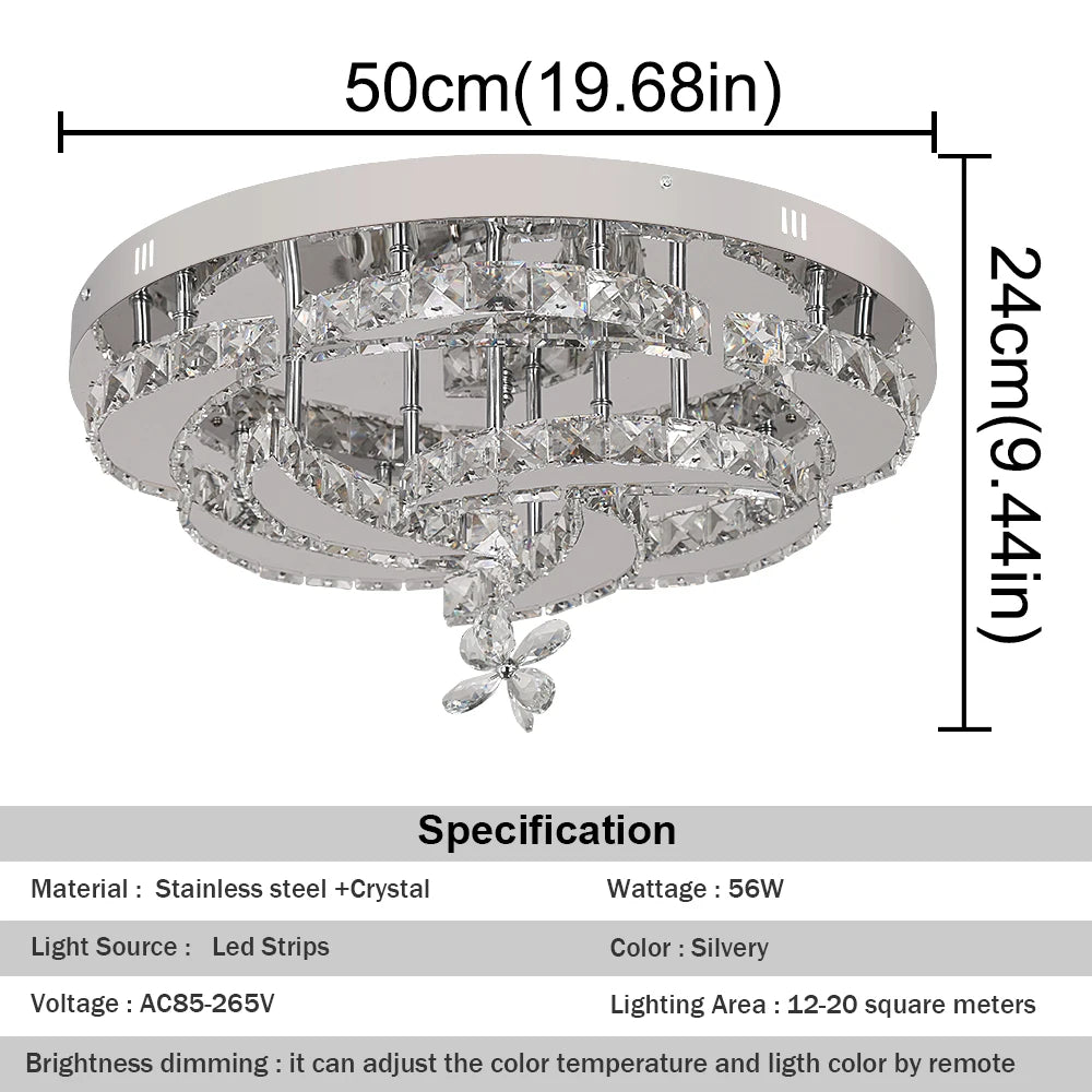 Vetrulus Luxury K9 Crystal Chandelier Modern Dimmable Ceiling Lamp