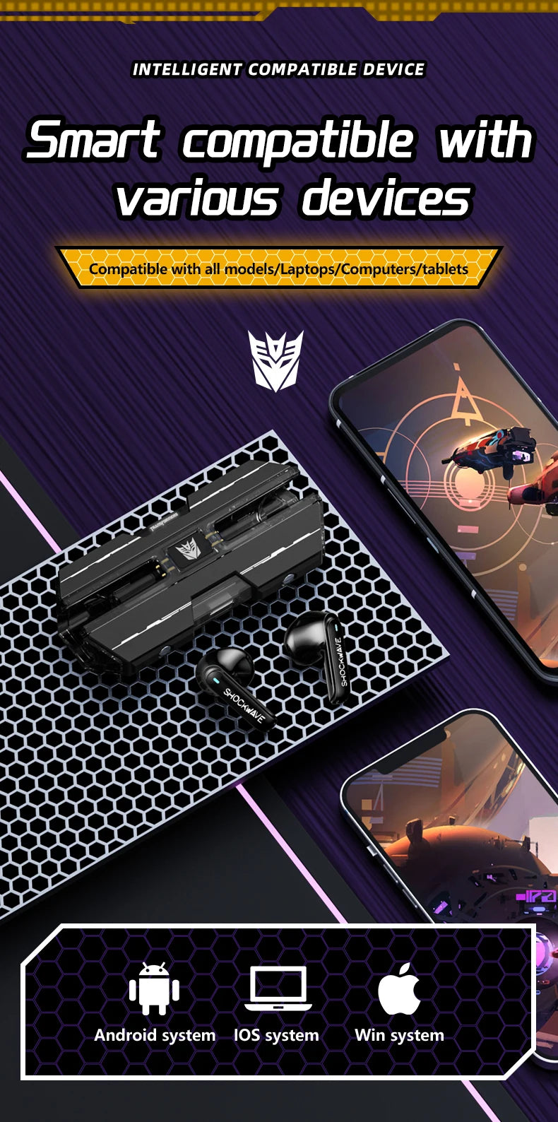 Transformers TF T01 Gaming Earphones Bluetooth ENC Headphones