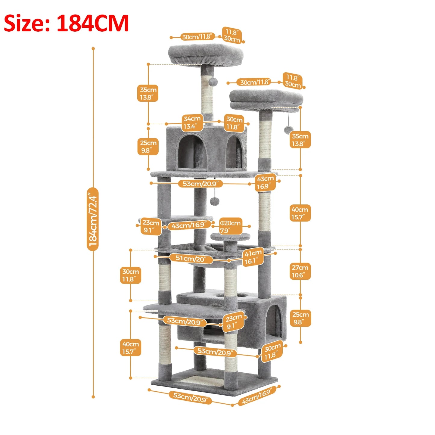 PAWZ Road Cat Tree Tower With Sisal Scratching Posts Hammock