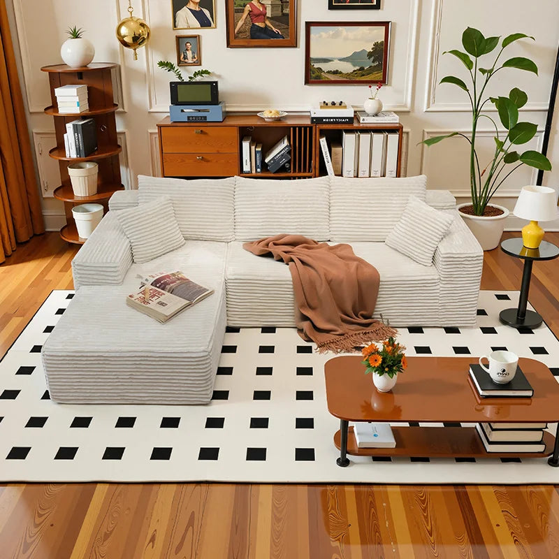 Corduroy L Shaped Sofa Bed With Deep Seat Comfort Durable
