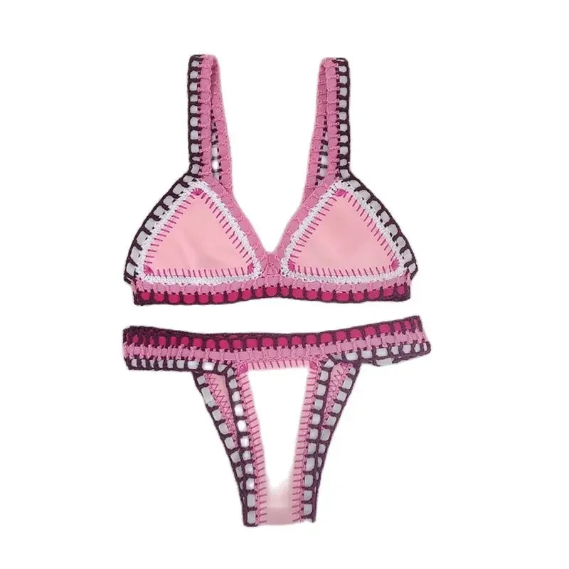 NONECN Crochet Two-Piece Bikini Set For Women Swimwear
