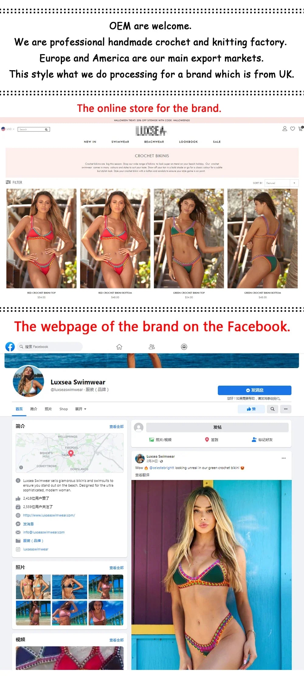 NONECN Crochet Two-Piece Bikini Set For Women Swimwear