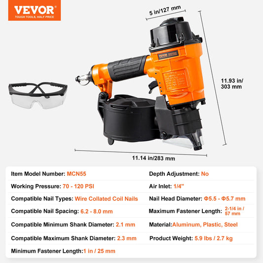 VEVOR Siding Nailer Coil CN65 CN55 CN70 CN83 CN90 Pneumatic