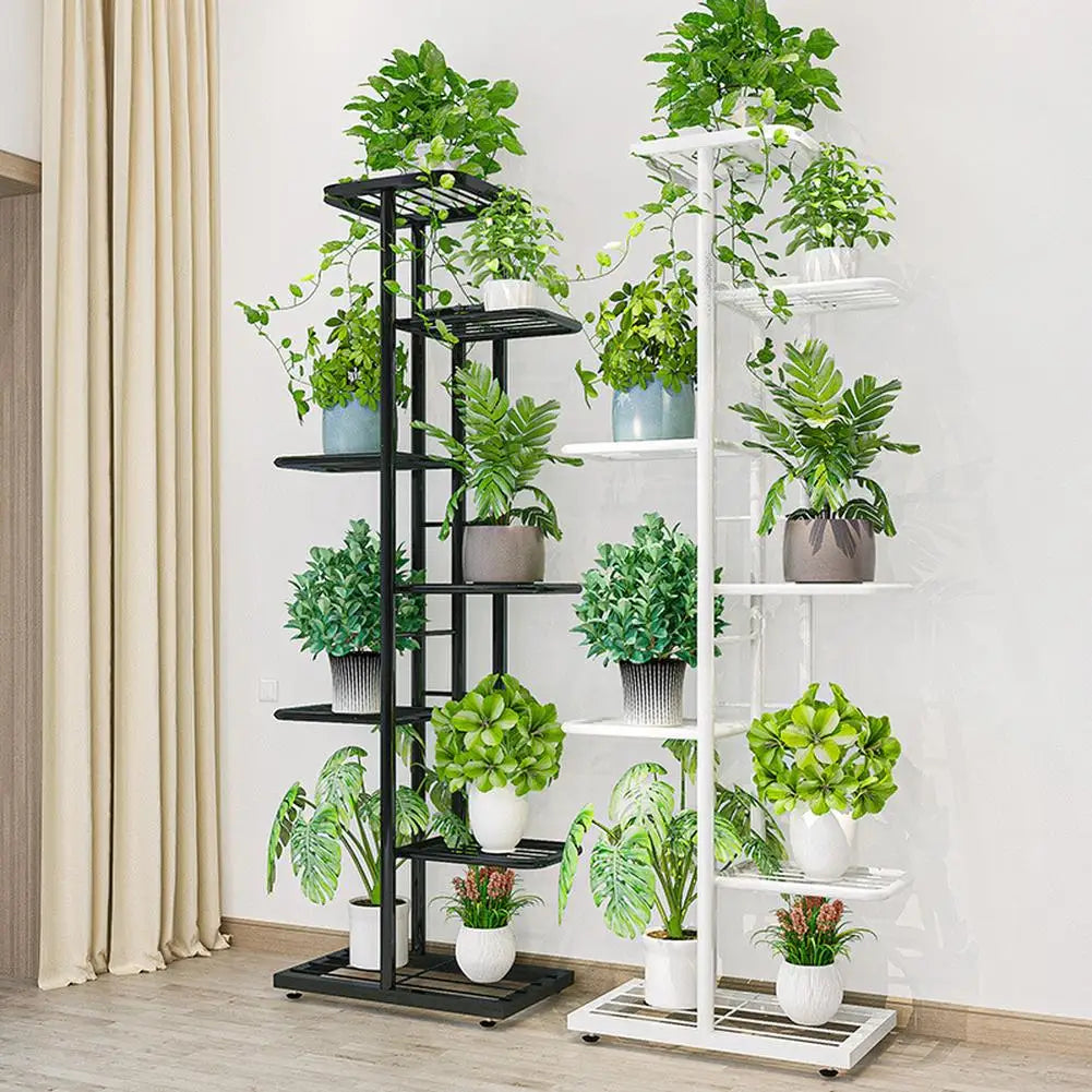 Eight Tier Metal Plant Stand Indoor Outdoor Nine Pot Holders Display Rack