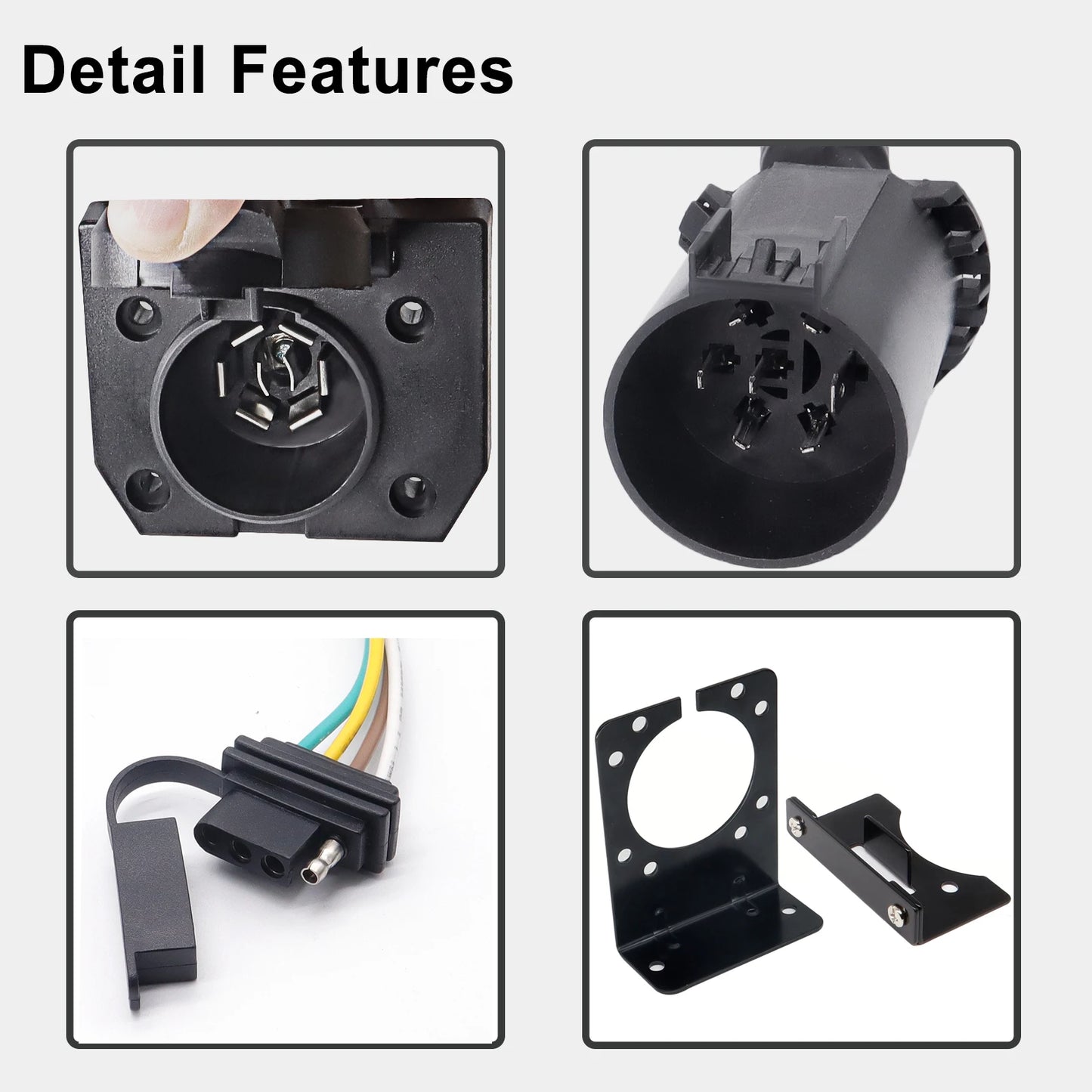 XUKEY 7 Way RV Trailer Connector 4 Pin Round Socket