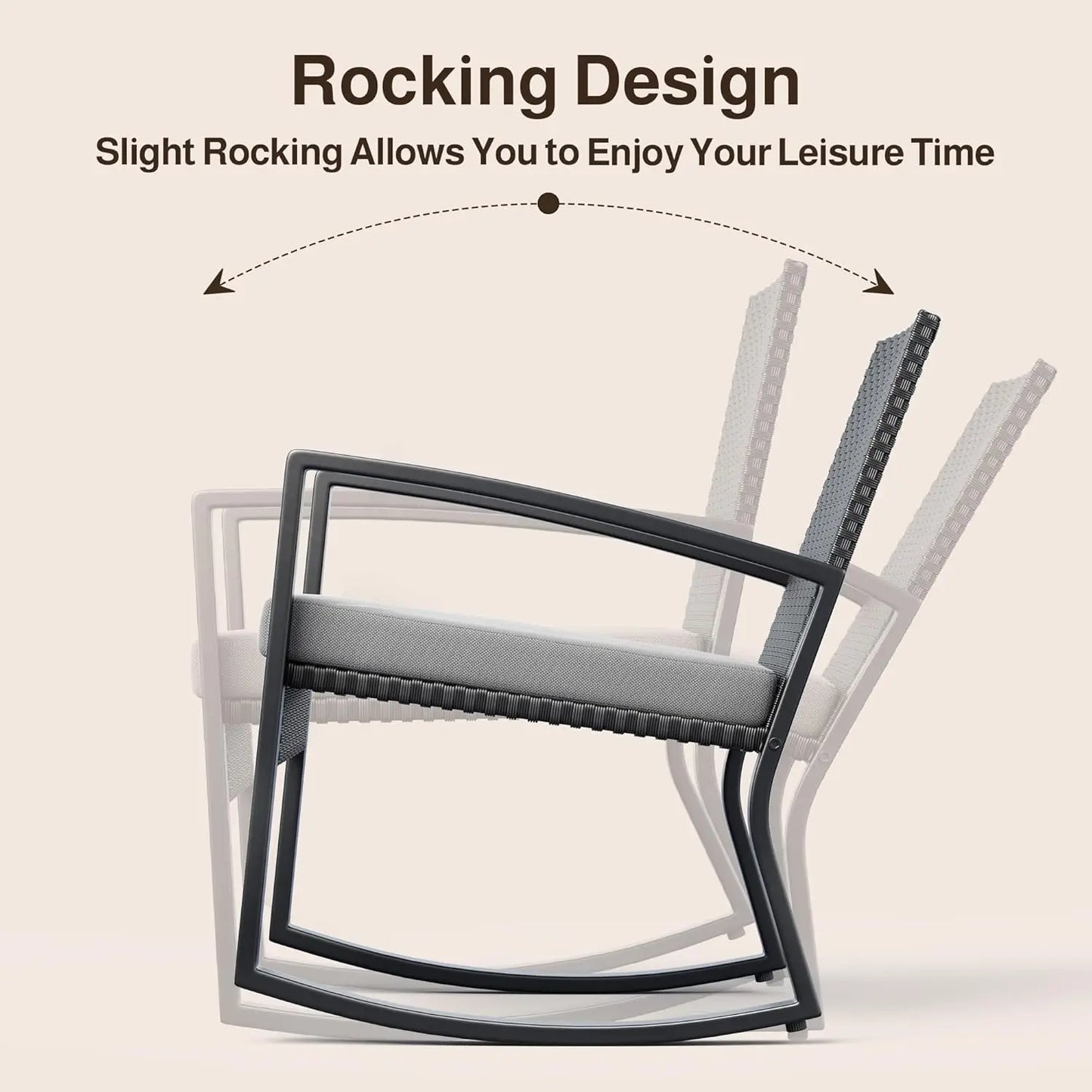 GUANGBAI 4 Piece Patio Furniture Set Wicker With Glass Table