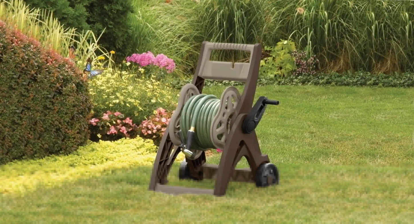 Suncast 175 Foot Hosemobile Hose Reel Cart Gray And Taupe With Large 7 Inch Wheels