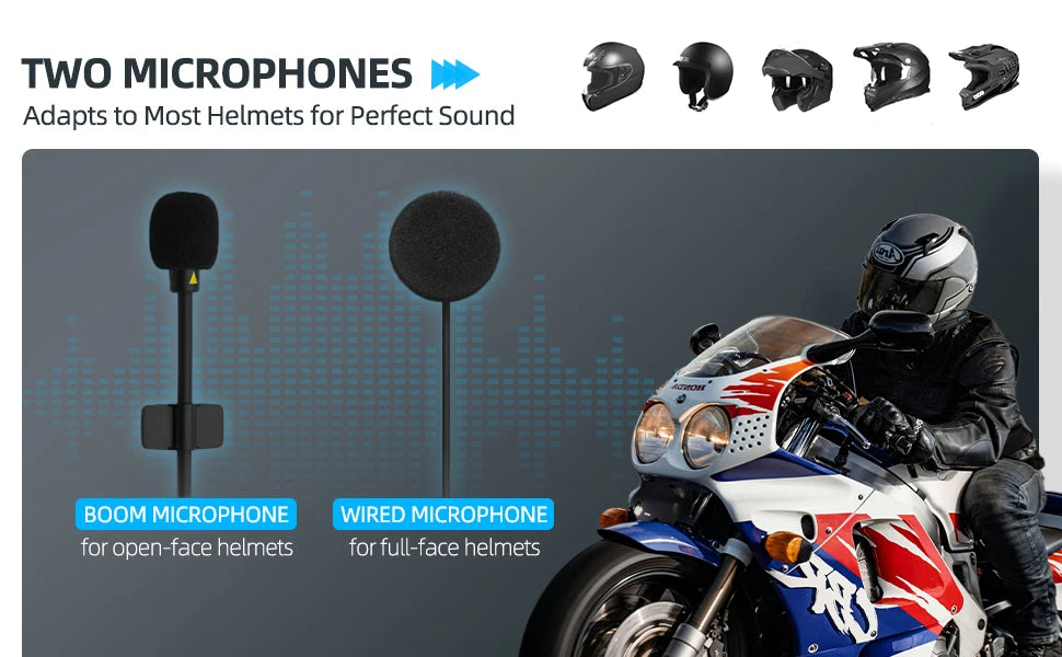 JimiLife Motorcycle Helmet With Bluetooth Earphones And 2 Kilometer Intercom