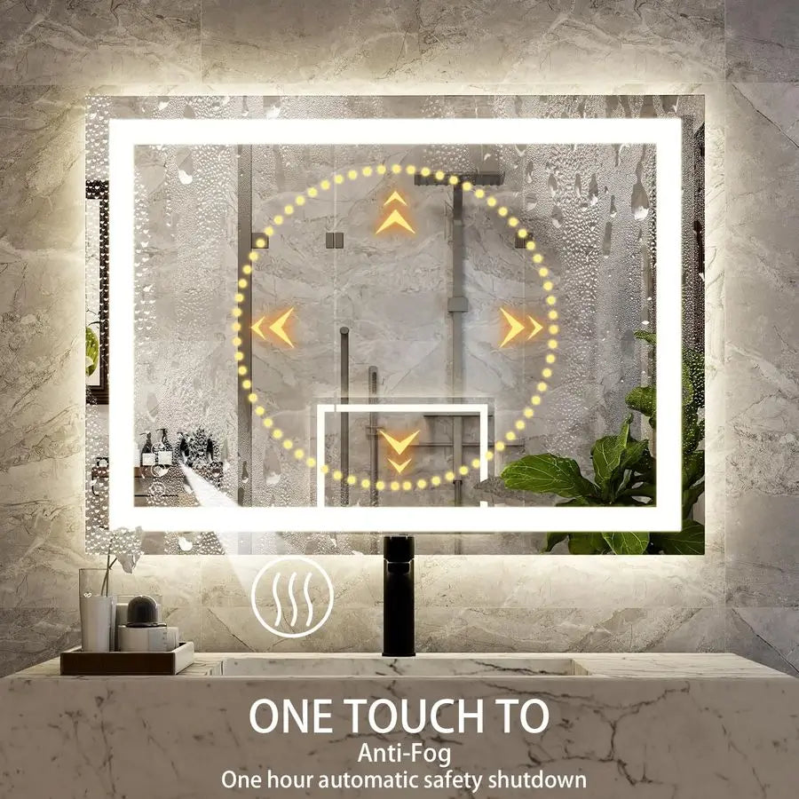 24 LED Bathroom Mirror With Front And Backlight Anti Fog