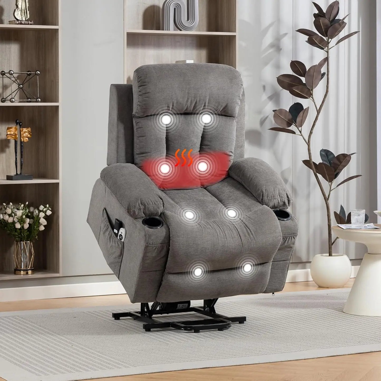 Power Lift Recliner Massage Chair For Elderly With Lumbar Heat